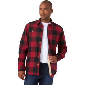 Long Sleeve Sherpa Lined Shirt Jacket, Red Buffalo, Small
