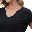 Womens Summer Tops Rolled Sleeve Shirts 2026 Fashion Round Neck Trendy Tunic Blouses (Black, M)