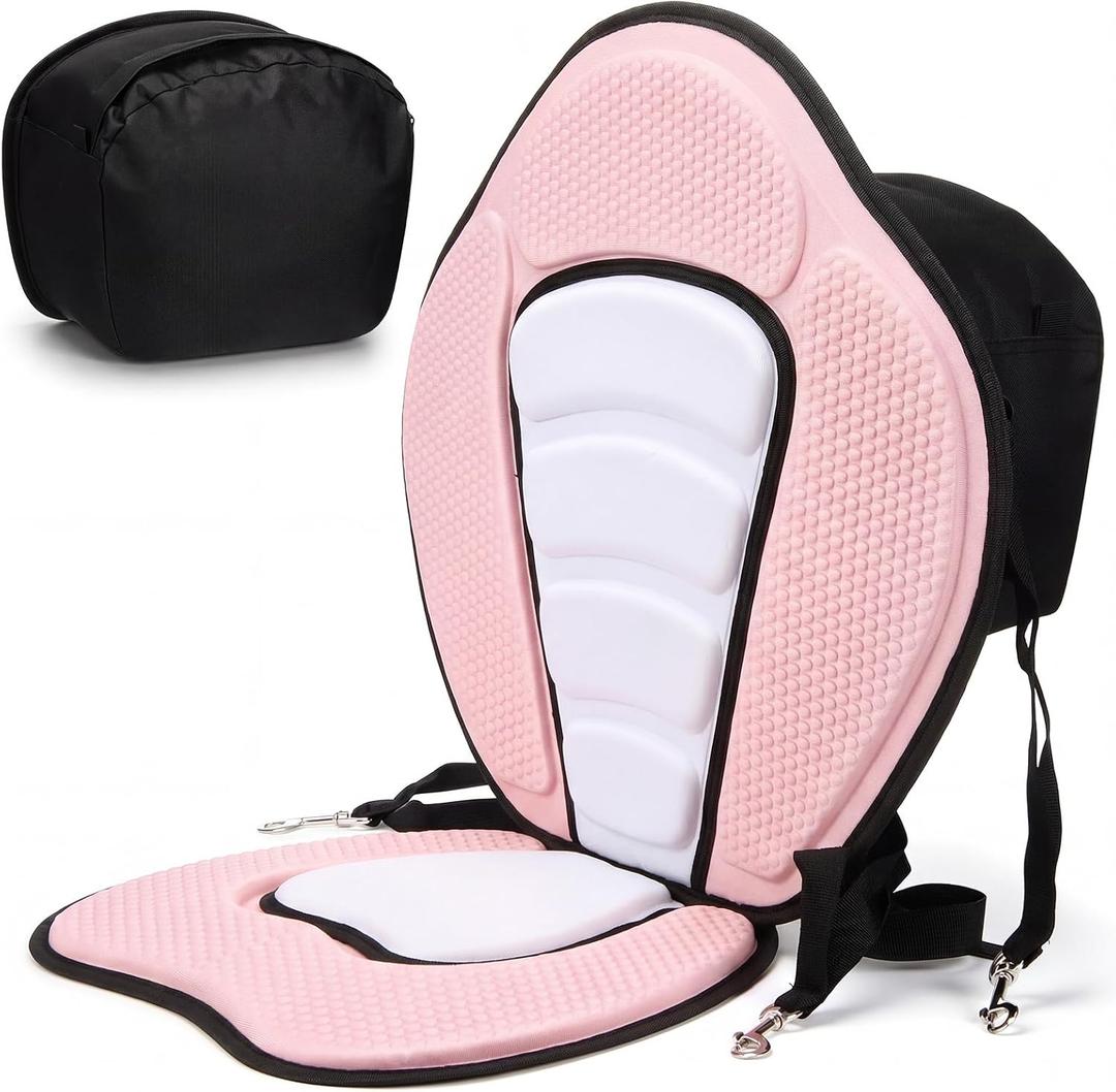 Vinsot Kayak Seat Cushion Universal Paddle Board Seat with Back Support Adjustable Non Slip Boat Chair Seats with 4 Straps and Storage Bag for Kayak Boat Sup Canoe, about 12 x 15.75 x 18 inches/30.48 x 40.01 x 45.72