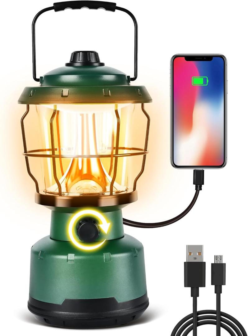 Favorbrite LED Camping Lantern, 2500LM Dimmable Vintage Rechargeable Lantern, Water Resistant Portable Emergency Lights for Camping, Home Power Outage, Hurricane, Hiking