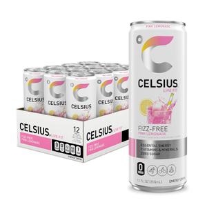 CELSIUS Fizz Free Pink Lemonade, Sugar Free Energy Drink, 12 Fl Oz (Pack of 12) BB August 2026