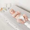 Susurration 2Pack Changing Pad Covers Super Soft Minky Dots Plush Changing Table Covers 33x17x7in Breathable Changing Pad Sheets for Unisex Baby Girls and Boys (Grey&Green)