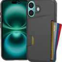 Smartish iPhone 16 Wallet Case - Wallet Slayer Vol. 1 [Slim + Protective] Credit Card Holder - Drop Tested Holds 4 Cards Hidden Flip Card Slot Cover Compatible with Apple iPhone 16 - Black Tie Affair