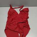 Women's One Piece Swimsuit Sexy Tummy Control Halter V Neck Bathing Suits (Medium, 06# Wine Red)