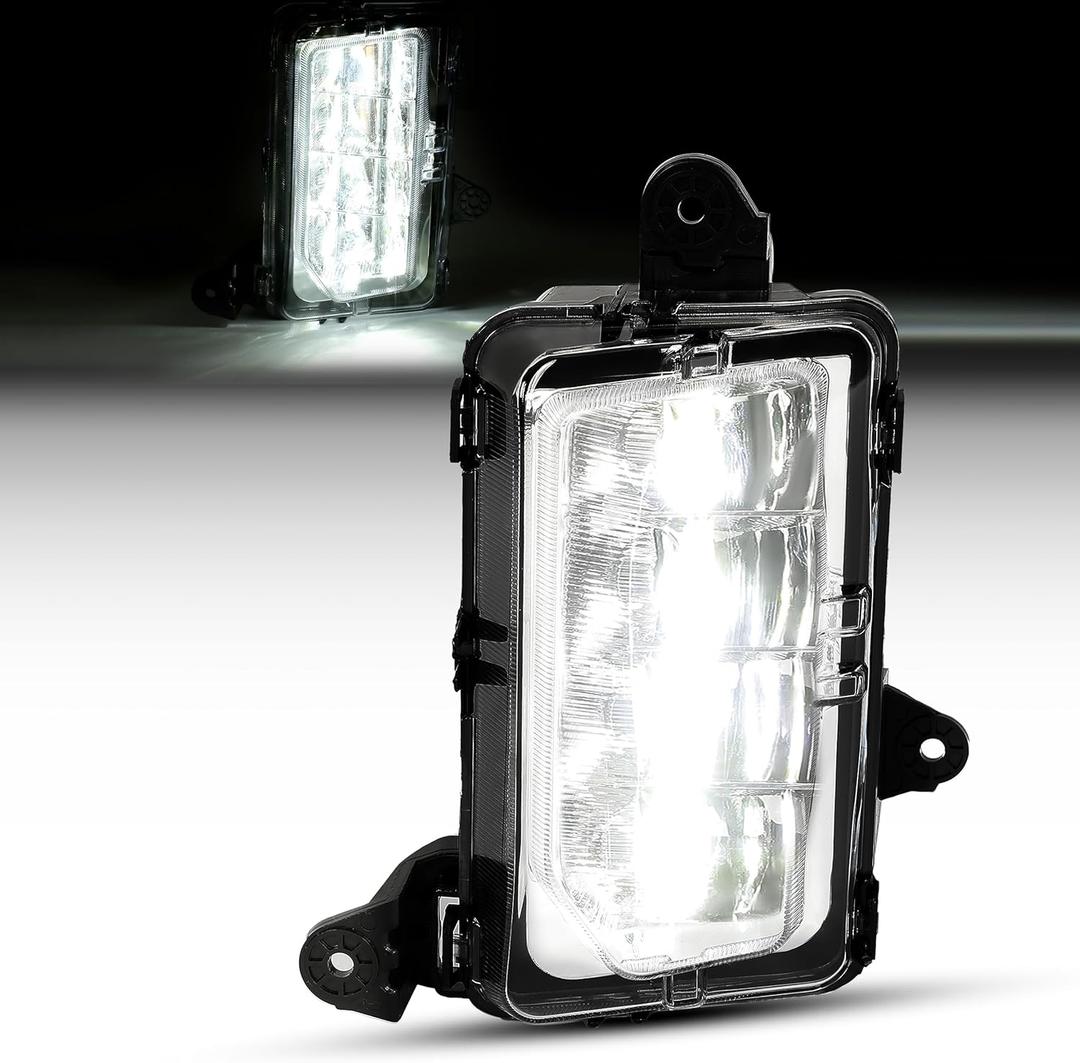 HECASA Left LED Fog Light Compatible with 2019-2023 GMC Sierra 1500 Denali Front White LED Fog Lamp Clear Lens Driver Side