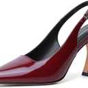 Susanny Slingback Kitten Heels Elegant Dressy Pumps for Women Closed Pointy Toe Sexy Chunky High Heels Wedding Bride Prom Party Dress Shoes Size 7