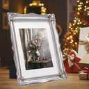 Saysmile 11x14 Vintage Picture Frame with Embossed Flower Design, Silver Ornate Frame for 11x14 or 8x10 Pictures with White Mat, Hand-Crafted Resin Antique Baroque Frames with Hook for Wall Mounting Display(Silver)