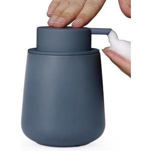 INGOFIN Ceramic Foaming Soap Dispenser - 12 oz Foam Hand Soap Dispenser Bathroom, Ceramic Dish Soap Modern Dispenser with Pump for Kitchen, Matte Blue