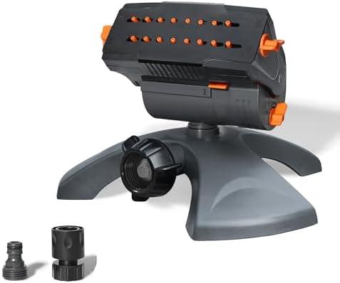 Diivoo Mini Turbo Oscillating Water Sprinklers for Yard, Garden Sprinkler with Large Base, Adjustable Width, Range and Flow Rate, 16 Nozzles, Grey