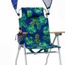 17" Tall Beach Chair with Canopy Shade,Support to 350LBS, Green Leaf