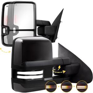 Sanooer Power Folding Towing Mirrors Black for 2014-2018 Chevy Silverado GMC Sierra 1500 2500HD 3500HD 2019 Chevy GMC 1500 with Switchback Lights Running Signal Light Heated Set