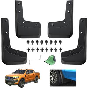 2024-2025 Ford Ranger Mud Flaps - 4PCS Front & Rear Splash Guards for XL/XLT/Lariat, No Drill Required, All Weather Protector Splash Guard Fenders, Not for Raptor (with Wheel Flare)
