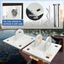 Stationary Floating Dock Connector Metal Dock Brackets Hardware Heavy Duty Dock Hinge Kit with 0.4" Holes, Antirust Coating T Style Backer Plate Boat Dock Accessorie