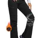 Women's Snow Ski Hiking Pants Waterproof Fleece Lined Softshell Insulated Winter Snowboarding Outdoor Flare Pants 2XL