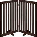 unipaws 36H Free Standing Pet Gate for Dog and Cat, Wooden Dog Gates for Doorway, Stairs, Room Divider, Step Over Foldable Pet Fence for The House, Expandable Barrier, Indoor Use, Espresso