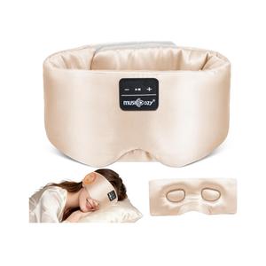 MUSICOZY 3D Silk Bluetooth Sleep Mask Headphones, Mulberry Silk Eye Mask with Ultra-Thin Wireless Speakers, Bluetooth 5.4 Sleeping Headphones for Side Sleepers, Music Sleep Mask Gifts for Men Women