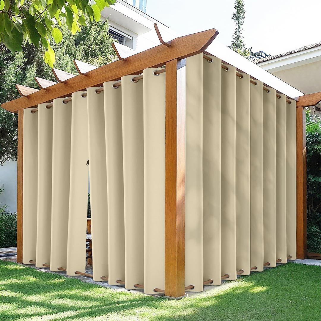 HDCAXKJ Waterproof Outdoor Curtains for Patio with Zipper Top & Bottom Grommet Thermal Privacy Drapes 2 Panels Gazebo Outside Blackout Curtains for Porch Pergola Backyard, 54" W x 84" L, Cream HDCAXKJ Waterproof Outdoor Curtains for Patio with Zipper Top & Bottom Grommet Thermal Privacy Drapes 2 Panels Gazebo Outside Blackout Curtains for Porch Pergola Backyard, 54" W x 84" L, Cream