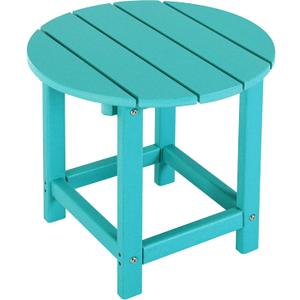 LZRS Round Adirondack Patio Side Table End Table, Outdoor Side Tables for Patio, Backyard,Pool, Indoor Companion, Easy Maintenance & Weather Resistant(Turquoise)