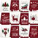 VitalCozy 12 Pcs Christmas Kitchen Towels and Dishcloths Buffalo Plaid Merry Christmas Tree Reindeer Truck Hand Dish Towels Decoration for Xmas Home Gift Supplies, 14.2 x 21.3 Inch
