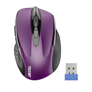 TECKNET Wireless Mouse, 2.4G Ergonomic Optical Mouse, Computer Mouse for Laptop, PC, Computer, Chromebook, Notebook, 6 Buttons, 24 Months Battery Life, 2600 DPI, 5 Adjustment Levels - Purple