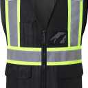 Reflective Safety Vest for Men Women Hi Vis Vest with Pockets High Visibility Vest Mesh Construction Vests Meets ANSI/ISEA Standards (Black-33, Large)