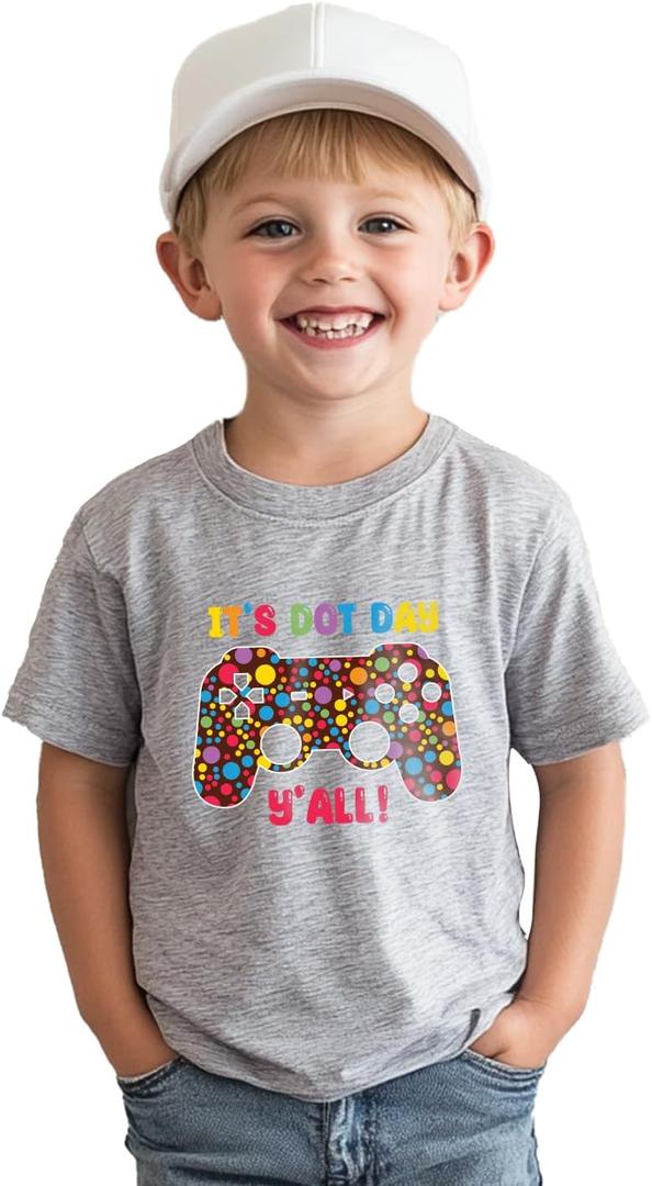 Dot Day Shirt Kids Boys Girls Toddler Happy International Dot Day Shirts Polka Dot T-Shirt 2025 Short Sleeve Tops Tee 2T-8Y (Game Console)