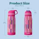 Ottle Cove Cruiser Stainless Steel Water Bottle - 24 oz Insulated Flask with Leak Proof Lid BPA-Free - Reusable Gym Water Bottle for Travel, Camping & Sports - Candy Stripes Allover