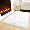 Noahas White Faux Fur Rug,Luxury Fluffy Rugs for Bedroom,2 x 4 Feet Washable Area Rugs,Sheepskin Bedroom Rug,Furry Carpet Small Shag Rug,Soft Throw Rugs for Living Room Decor
