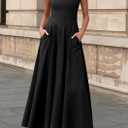PRETTYGARDEN Cocktail Dresses for Women Formal 2026 Summer Sleeveless A Line Long Flowy Spring Wedding Guest Party Midi Dress (Black, XL)