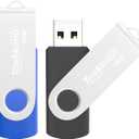USB Flash Drive 16GB Thumb Drive USB 2.0 Flash Drive Swivel Jump Drive Pen Drive Memory Stick for Data Storage(2 Pack,Black & Blue)