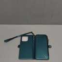 Defencase Compatible with iPhone 16 Pro Case Wallet with RFID Blocking Card Holder for Women Men, PU Leather Magnetic Snap Flip Zipper Strap Wallet Phone Case Fit for iPhone 16 Pro 6.3", Blue Green