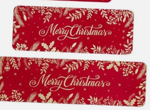 Christmas Kitchen Rug Sets of 2, Xmas Holly Pine Branches Leaves Kitchen Mats