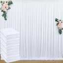 50 ft x 8 ft White Backdrop Curtain Draps for Wedding Parties, 10 Panels 5 ft x 8 ft Wrinkle Free Polyester Photo Drapes for Birthday Party Baby Shower Backdrop Stand