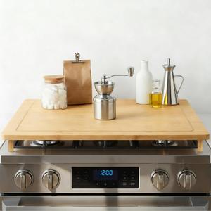 HOOBRO Bamboo Stove Top Cover, Noodle Board Stove Cover with Removable Legs, Stove Top Cover Board for 30x22 Electric Stove, Gas Burners, Stove Cover Cutting Board for Sink, Oven, Natural YL76TL01