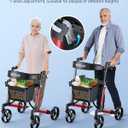 WOTURE Foldable Rollator Walker with Seat & Backrest 16 lb Ultra-Light Mobility Aid, 8" All-Terrain Wheels for Indoor/Outdoor Use, Adjustable Handles & Dual Brakes, Includes Storage Bag, Red
