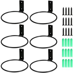 6 Pack 5in Flower Pot Holder Ring Wall Mounted Metal Planter Hooks Hangers (6, 5")
