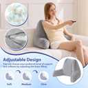 IASEAHK Back Pillow for Bed Sitting Up, Reading Pillows for Beds, Bed Pillow for Sitting up, Backrest Pillows with Arms for Adult, Filled with Shredded Memory Foam for Beds, Couch, Floor, Light Grey, Standard