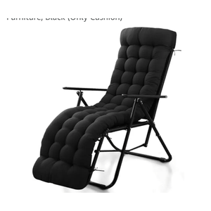 Patio Lounge Chair Cushion, Waterproof Zero Gravity Chair Cushions with Ties, 66x21x4 Inches Chaise Lounge Chair Cushion for Outdoor Indoor Furniture, Black (Only Cushion)