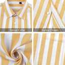 J.VER Men's Linen Shirts Short Sleeve Casual Striped Button Down Shirt for Summer Beach Yoga (White, XXXL)