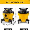 DEWALT DXV06PZ 4 Peak HP Shop Vacuums Wet/Dry, 6 Gallon Poly Wet/Dry Vac, Heavy-Duty Shop Vacuum with Blower Function Yellow+Black