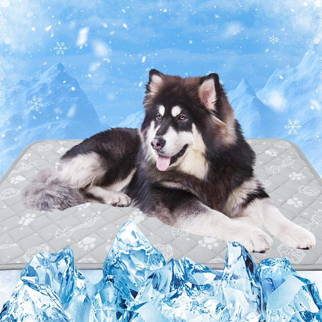 MH MYLUNE HOME Self Cooling Mat for Large Dog, 39x59 Arc-Chill Cooling Fiber & Endothermic Color Changing Pet Cooling Pad, Foldable & Washable Non-Toxic Summer Pet Blanket
