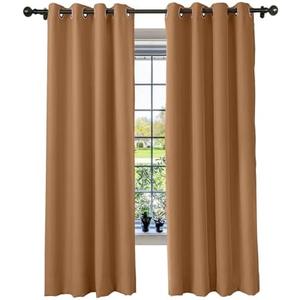 cololeaf Flame Fire Retardant Curtains Room Darkening Blackout Window Curtain for Home Kitchen Office Hotel School Cinema and Hospital- Anti-Bronze Grommet - Hazel 52W x 84L Inch (1 Panel)