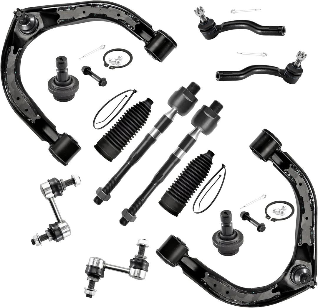 12pcs Suspension Kit for Infiniti QX56 Nissan Armada Titan 2004-2019, Front Upper Control Arms and Lower Ball Joints Sway Bar Links Inner and Outer Tie Rod Ends and Boots