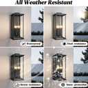 Extra Large Black Outdoor Light Fixtures Wall Mount,Modern Outdoor Wall Lantern,Exterior Porch Garage Light, Outside Sconce for House,Entryway with Thick Glass Shades & E12 Base