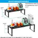 Expandable Spice Rack,Stackable Storage for Cabinet, Multi-Functional Kitchen Shelving,Height-Adjustable,Sustainable Organizer Solution(3Packs/Black/Medium) (MEDIUM:8.11"D x 16.54"W x 6.42"H)