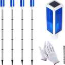 4 Pack 44'' Solar Powered Driveway Markers Reflective Landscape Lights with Drill Bit Gloves for Snow Road Parking Outdoor Yard(Blue)