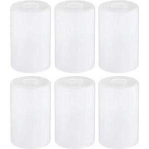 6-Pack White Frosted Glass Shade Covers, Elegant Glass Lamp Shade Replacements for Light Fixtures, 1-5/8-inch Fitter Cylinder Globe Glass Shades for Pendant Chandeliers Wall Sconces Bath Vanity Lights