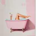 FuSatisYilife Bathroom Pink Girly Wall Art Trendy Funny Martini Cocktail Poster Girl in Bathtub Aesthetic Canvas Picture Preppy Bar Cart Decor Wall Decor for Toilet Washroom 12x16 inch Unframed