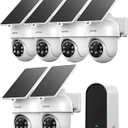 ANSQUE Security Cameras Wireless Outdoor Home System, 6 Camera Kit, No Subscription Fees, Solar Powered, Local Storage, 365-Day Battery Life, 360PTZ Surveillance, Auto Tracking, 2K Color Night Vision