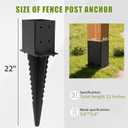 1 Pcs 4x4 Fence Post Anchor Ground Spike (Actual 3.6x3.6), Heavy-Duty 22" Post Anchors, Black Powder-Coated, 4x4 Post Spike for Fences, Mailboxes, Trellises, Road Signs, and Railings